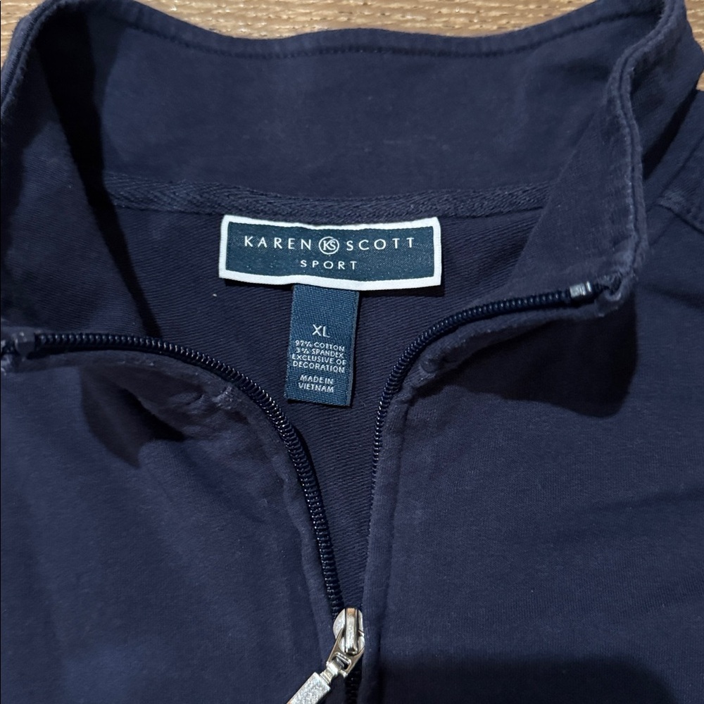 Karen Scott Navy Utility Jacket Zip Front Size XL Lightweight Casual Chic - Picture 3 of 6